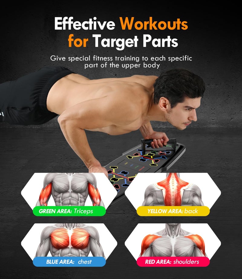 MQRW Push Up Board Home Gym Portable Exercise Equipment Pilates Bar and 20 Fitness Accessories with Resistance Bands and Ab Roller Wheel Full Body Workout at Home - Image 2